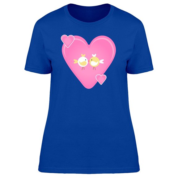 Two Cute Birds On Heart Tee Women's -Image by Shutterstock