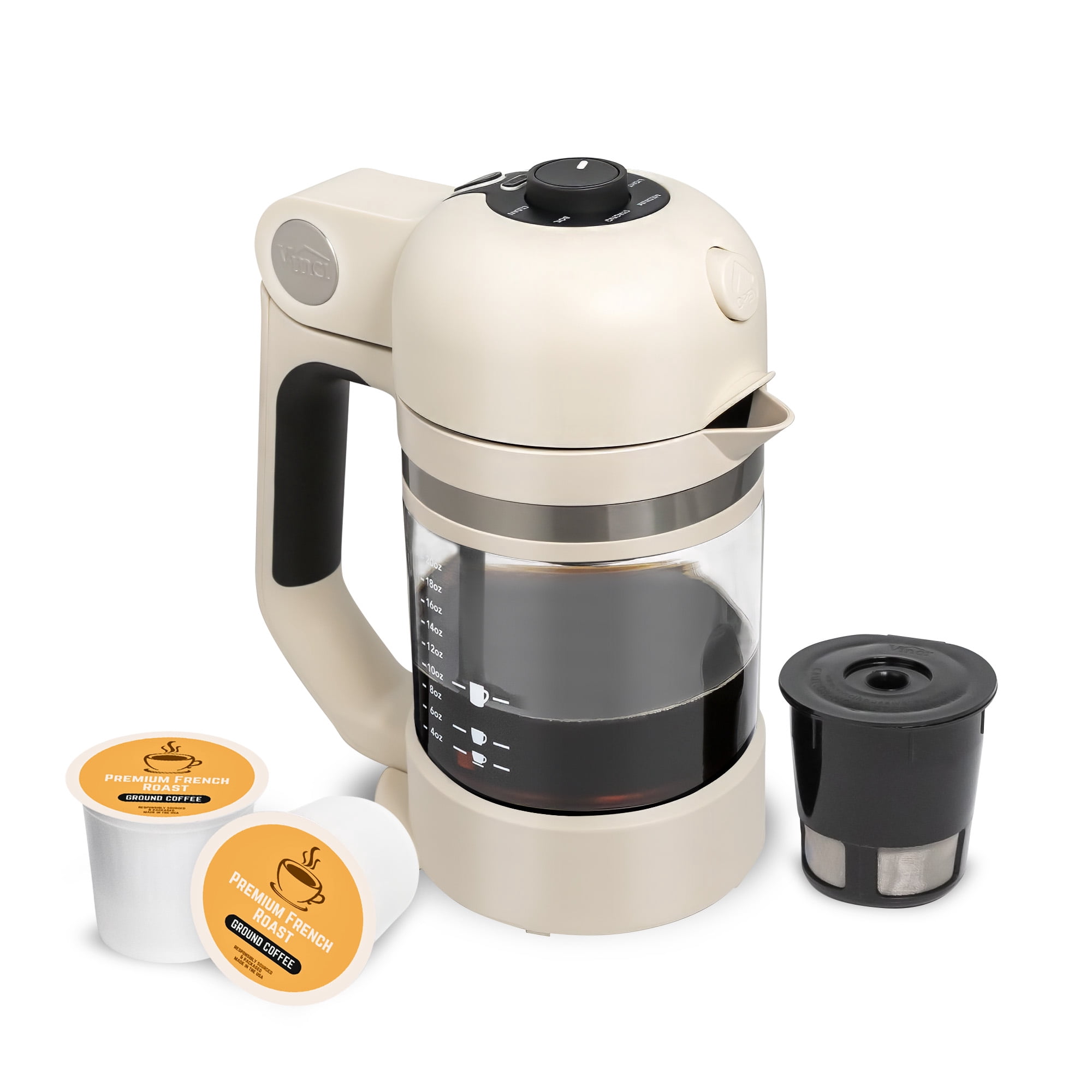 VINCI Micro Café Single-Serve Coffee Brewer | Compatible with Keurig K-Cups, K-Pods | Compact, Portable | Enclosed Brewing for Hotter Coffee | Large Capacity Reusable Filter Cup Included