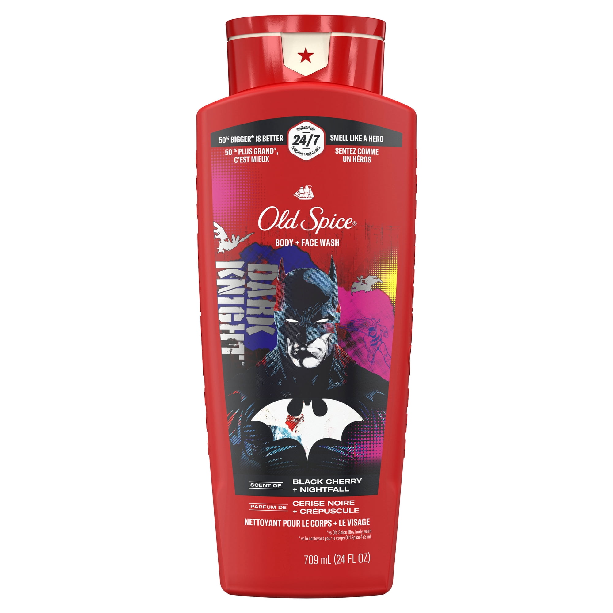 Old Spice GentleMan's Batman 2-in-1 Body and Face Wash, Black Cherry and Nightfall, 24 fl oz