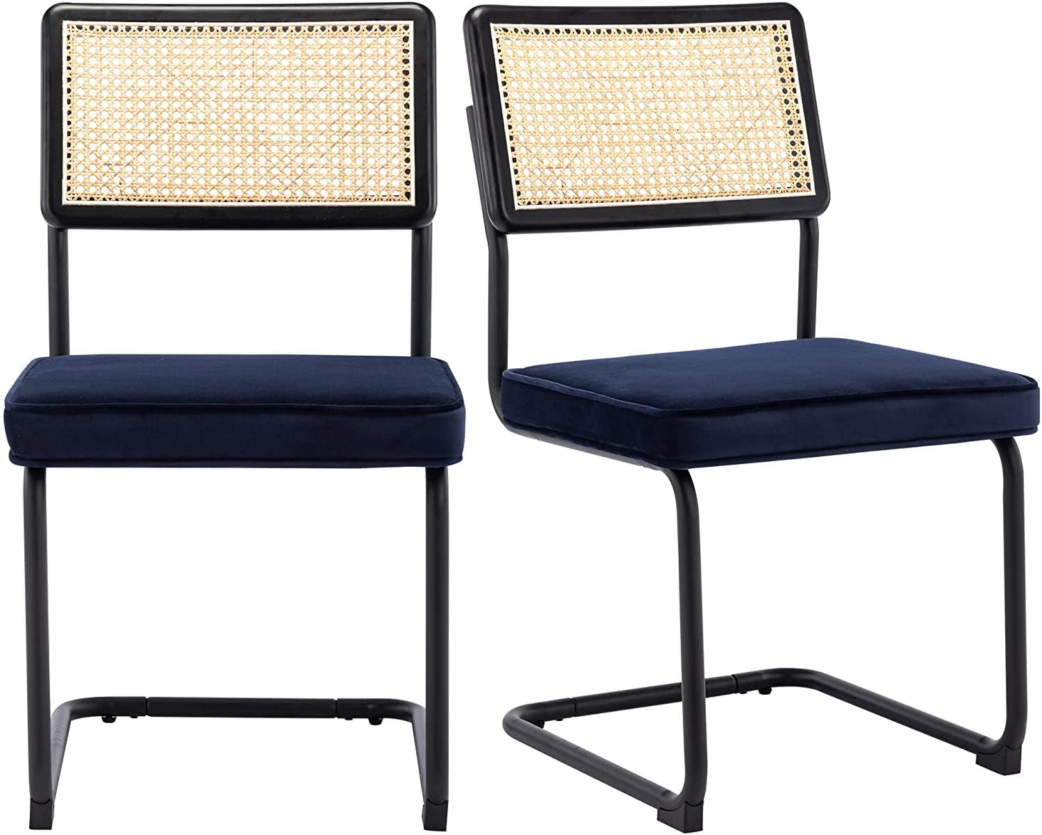Duhome Rattan Dining Chairs Set of 2, Velvet Upholstered Side Chairs