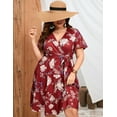 thumbnail image 4 of Plus Size Casual Summer Dress for Women  Wrap V Neck Ruffle Sleeve Smock  Mini Dress, 4 of 9
