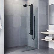 VIGO Bowery 58 in. H x 5 in. W 4-Jet Shower Panel System with Square Rainhead, Tub Filler and Hand Shower Wand in Matte Black
