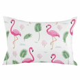 thumbnail image 2 of Pink Flamingos Throw Pillow Cover, Pillowcase Protectors with Zipper, Breathable Decorative Lumbar Pillow Case Cover, Summer Green Tropical Palm Leaves Pillow Shams for Couch Sofa 16x24Inch, 2 of 8