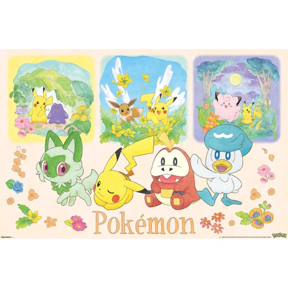 Pokémon: One Scene - Group Wall Poster, 14.725" x 22.375" Framed