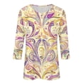 thumbnail image 4 of Craaazy Women's Loose 3/4 Length Sleeve Crew Neck Blouses with Multi-prints Gifts, 4 of 4