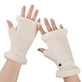thumbnail image 2 of Windproof Gloves Winter Half Finger Gloves Plush Fabric Soft Warm Korean Style Windproof Cold proof Velvet Anti slip 1 Pair Women Winter, 2 of 5
