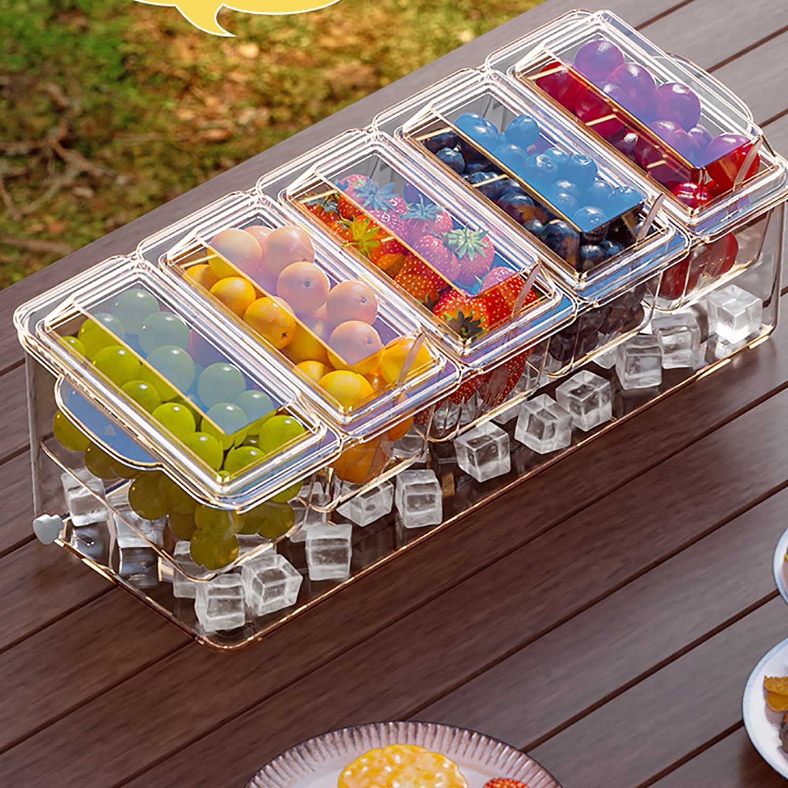 Food Safe Fruit Storage Container with Divided Sections, Compact Picnic Organizer for Fresh Produce Snacks, Portable Kitchen Storage Box