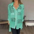 thumbnail image 2 of LYXSSBYX Plus Size Summer Casual Tunic Tops for Women Women's Lapel Irregular Front Short Back Long Printed Loose Sexy Long Sleeved Shirt, 2 of 6