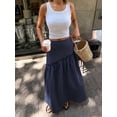 thumbnail image 3 of Women's Skirt, Tiered Drop Waist Midi Skirt, Fitted Flared Bottoms for Commute and Daily Wear, 3 of 5