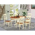 thumbnail image 4 of East West Furniture  7 Piece Dining Table Set Consist of an Oval Dining Room Table and 6 Wood Seat Chairs, (Finish Options) AVQU7-WHI-W AVQU7-WHI-W, 4 of 5
