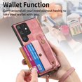thumbnail image 3 of Phone Case for Samsung Galaxy S22 Ultra 5G Wallet Cover with Tempered Glass Screen Protector Slim Stand Credit Card Holder Slot Leather Cell S22ultra 22S S 22 S22ultra5g 6.8 Women Men Pink, 3 of 13