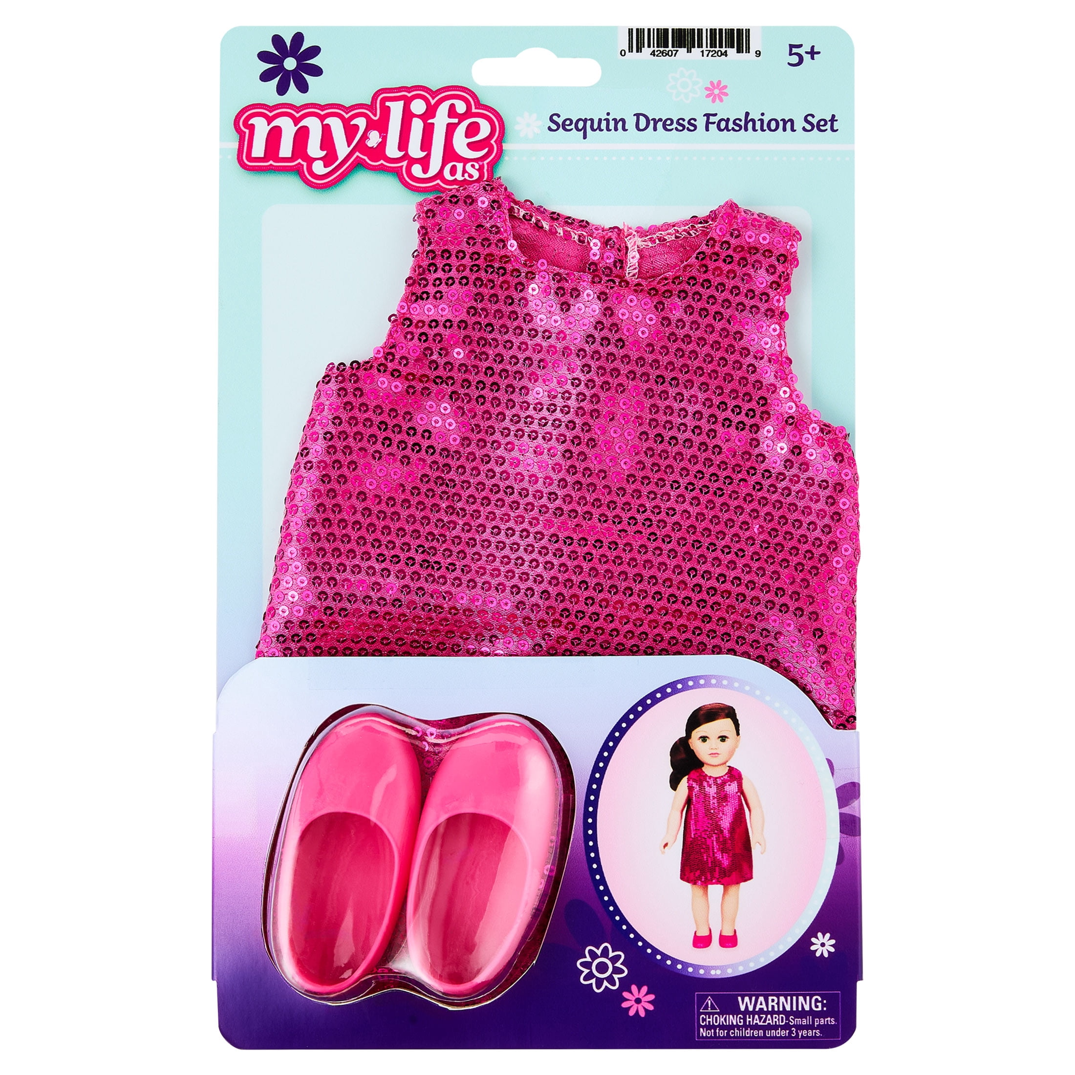 My Life As Pink Sequin Dress Fashion Set for 18-inch Dolls, 2 Pieces