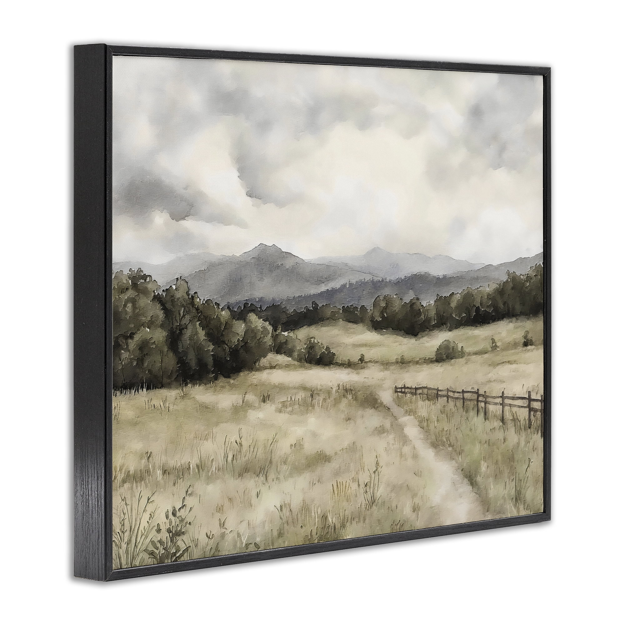 Stupell Industries Muted Trail Along Fence Black Framed Giclee Art, design by Riley B