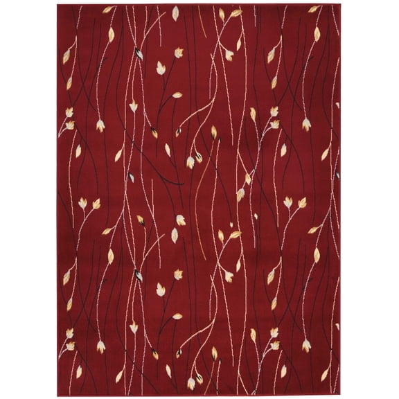 Red Botanical Area Rug by Pinewood Grove