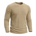 thumbnail image 4 of Kalauyu Mens Waffle Knit Textured Shirts Long Sleeve Round Neck Blouse Soft Stretch Casual Spring Fall Daily Wear Tunic Tops, 4 of 7