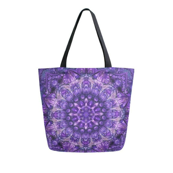 Large Opening Canvas Tote Bag Thickened Canvas Shopping Bag Commuter Handbag Multi-color Available Purple Color Scheme
