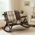 thumbnail image 2 of Zimtown 38in Double Wooden Rocking Chair, Outdoor Adirondack Style Patio Garden Furniture, Carbonized Finish, 2 of 11