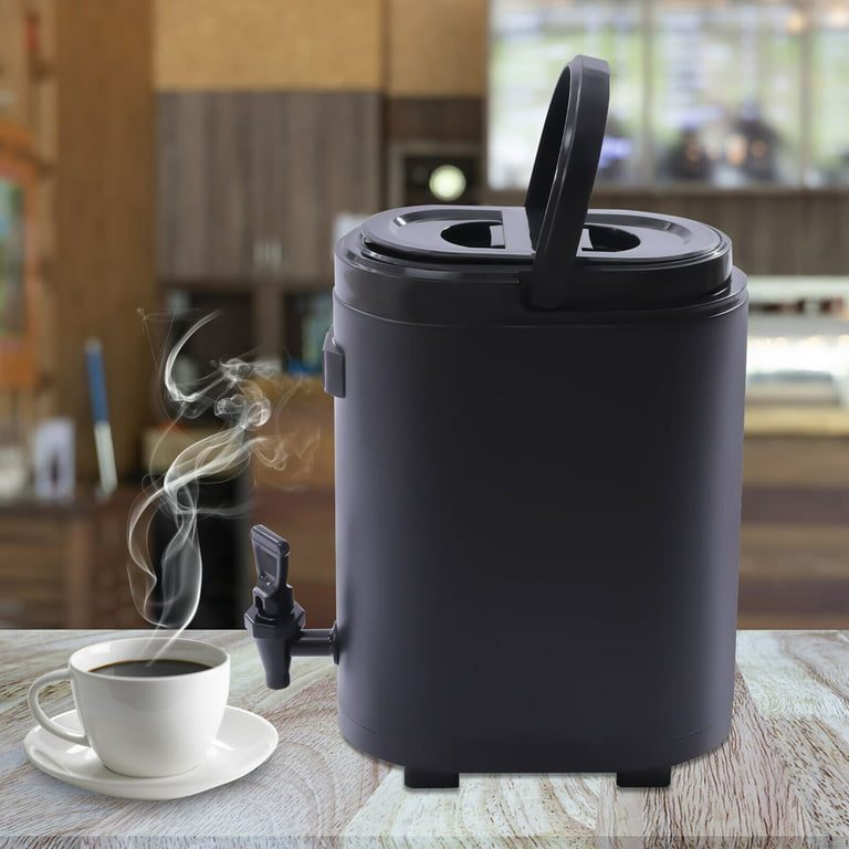 Oukaning 10L/2.64Gal Cold Hot Insulated Beverage Dispenser Hot Cold Beverage Jar Coffee Tea Dispenser w/Handle Black, Size: 10L/2.64Gal-black