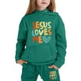 thumbnail image 5 of Girls Hoodies Set Jesus Hoodies Cute Letter Print Long Sleeves Loose Pullover 2 Piece Tween Fall Outfits Essentials Sweatshirt for Kids 3-4 Years, 5 of 6
