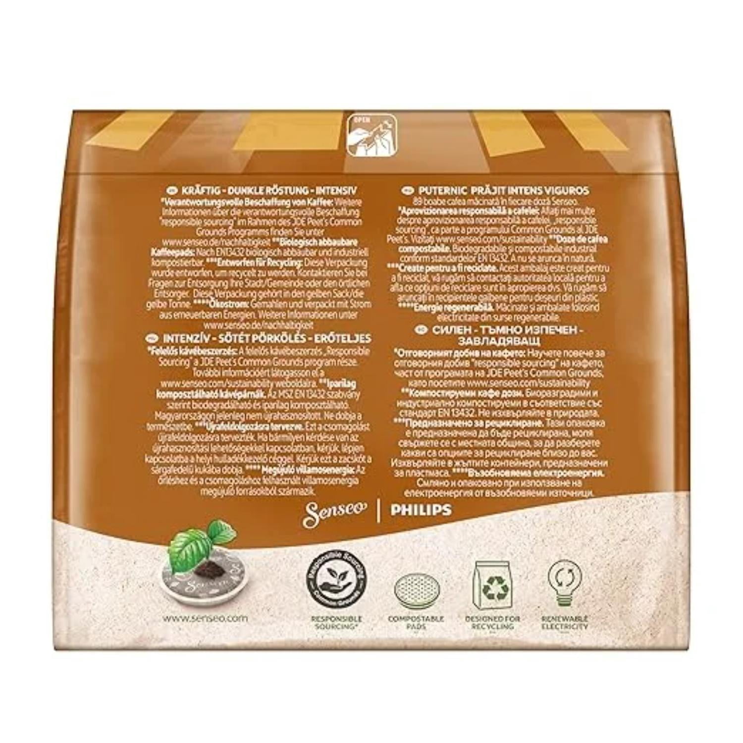 Senseo Guten Morgen Strong Xl Blend Medium Roast Coffee Pods, Aromatic Arabica Robusta Coffee Pads for Pad Machines, 5 Pack X 10, 50 Count