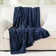 thumbnail image 6 of Battilo Navy Cable Knit Blankets,Herringbone Cozy Decorative Knitted Throw,Housewarming Gifts,50"x60", 6 of 8