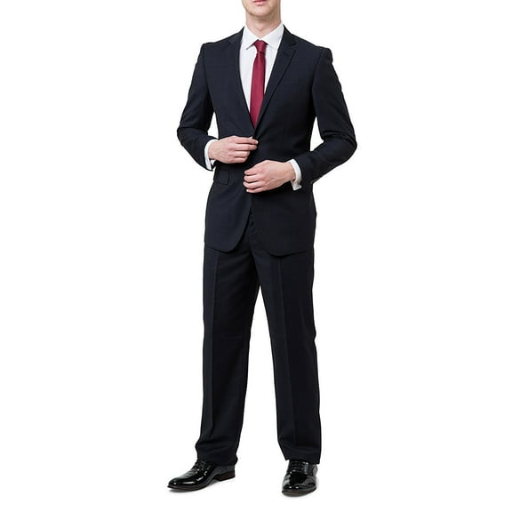 Loriano Lucciani Men's LCN18 Slim Fit Suit - Navy Check - 48L
