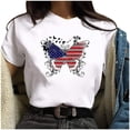 thumbnail image 1 of ICHUANYI Clearance Women's Fashion Independence Day Print Female Round Neck Loose T-shirt(White, M) ICHUANYI WER2023081007225, 1 of 9