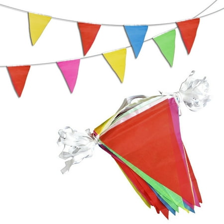 Novelty Place [MULTI-COLOR] Pennant Banners - 260 Feet 200 Flags 5 Colors - Birthday Party Grand Opening Christmas Decorations