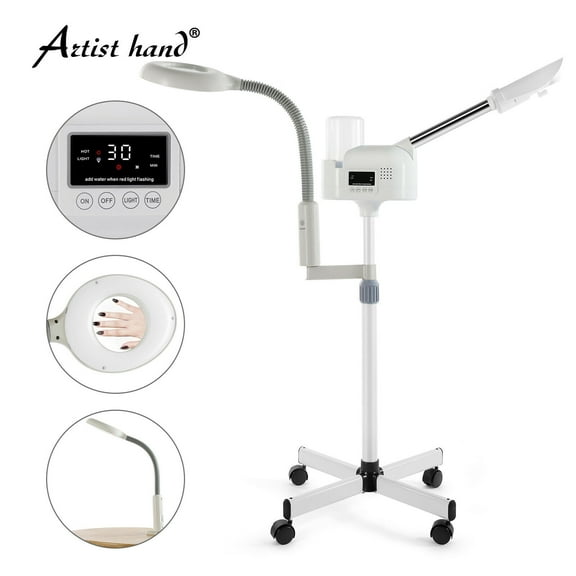 2IN1 White Instant Facial Steamer with 5X Magnifying Lamp Ozone LCD Touch Keys Salon Spa Skin Care