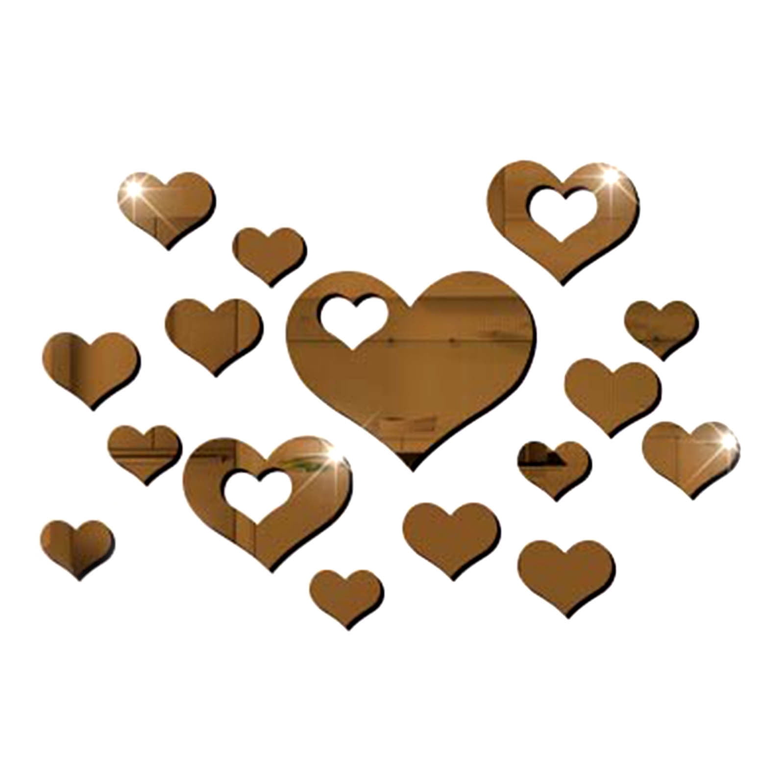 Wovilon 3D Mirror Love Hearts Wall Sticker Diy Decor Removable Sticker