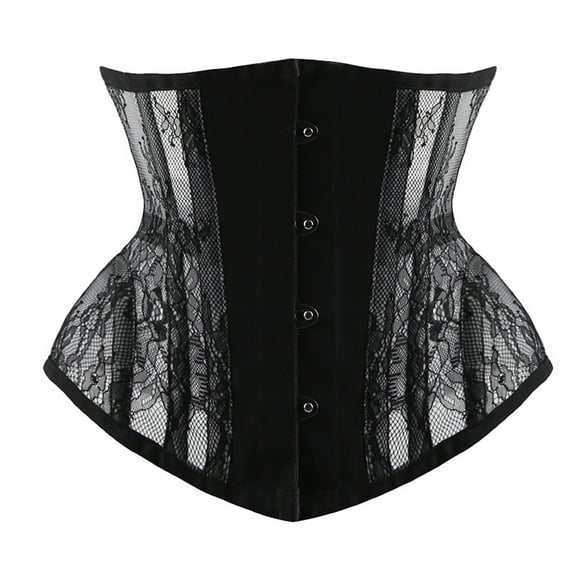 Luxalzxs Mesh Corset Waist Trainer for Women Gothic Underbust Corset Lace Up Waist Cincher Shapewear Hourglass Body Shaper