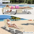 thumbnail image 3 of Slsy Folding Tanning Lounge Chair with Removable Soft Mattress & U-Shaped Pillow,5-Level Adjustable Outdoor Beach Bed for Sunbathing&Napping,Portable Striped Reclining Cot for All-Season Comfort, 3 of 7