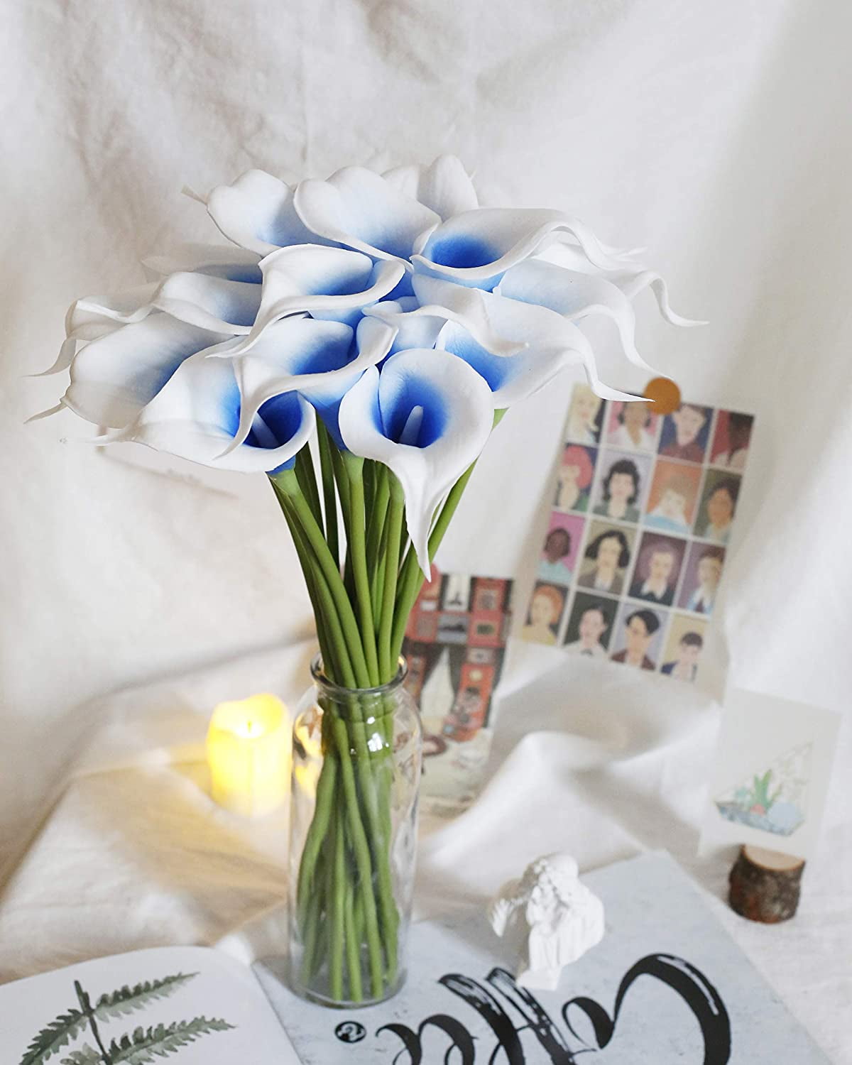 20Pcs Artificial Calla Lily Flower Real Touch Latex Flowers for DIY Wedding Bouquet Party Home Decor (Pure White)