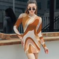 thumbnail image 6 of Abstract Earthy Tone Swirls Art Women's Long Sleeve Bodycon Dress Soft Stretchy For Everyday Wear And Special Occasions, 6 of 6
