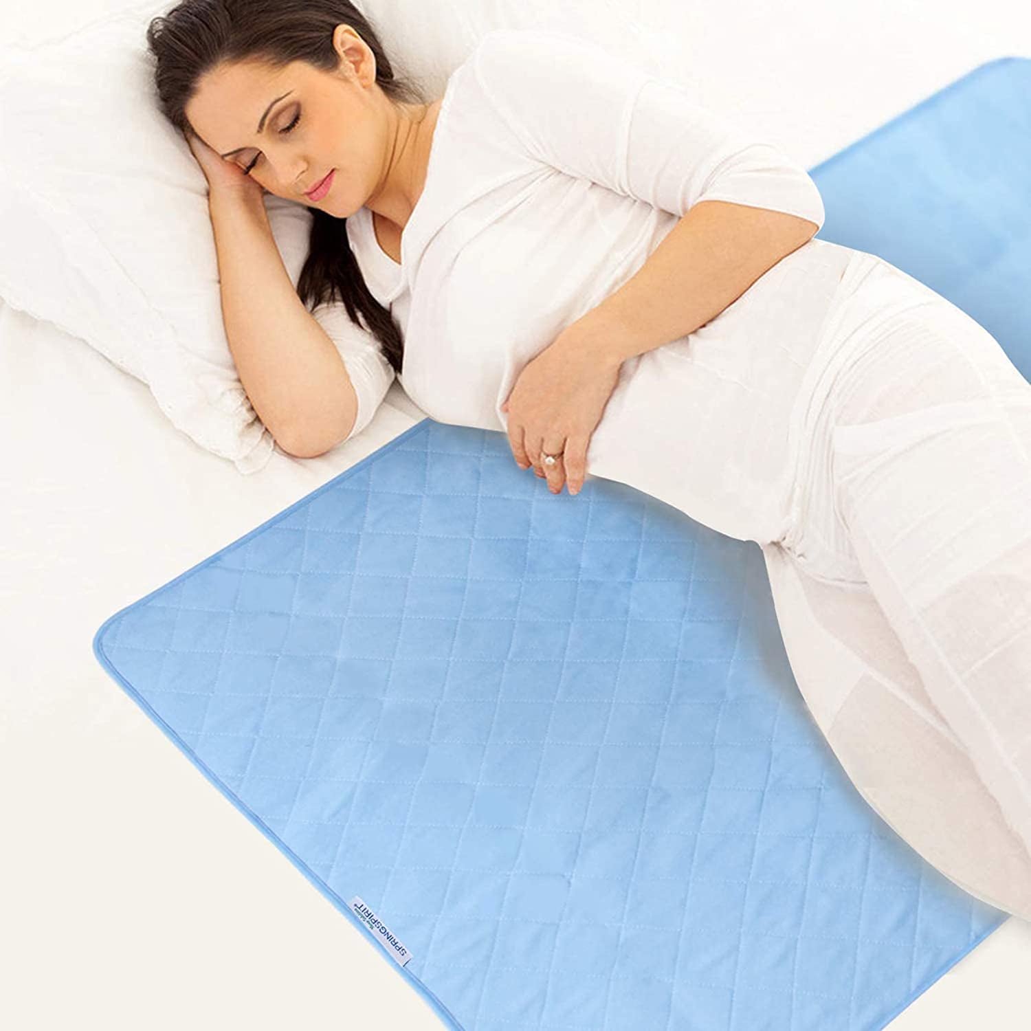 Springspirit Incontinence Washable Bed Pads, Reusable Waterproof Bed Underpads with Non-Slip Back for Elderly, Kids, Women or Pets, 34" x 52", Blue