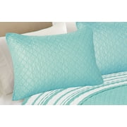 Better Homes & Gardens Solid Front Reverse Stripe Quilt, Teal, Standard Sham