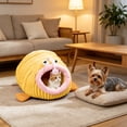 thumbnail image 4 of Sahpxhe Cat Bed, Angler Fish Shaped Warm Winter Plush Cave Pet Bed With Hanging Pom pom Toy For Indoor Cats And Small Dogs, 4 of 6