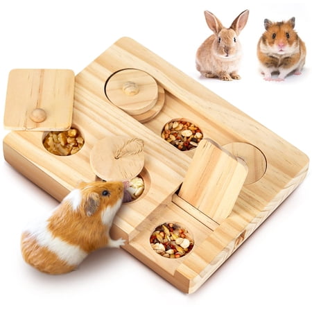 Bunny Puzzle Toy,Wooden Foraging Toy for Rabbits and Guinea Pigs – Interactive Game for Small Pets to Encourage Problem-Solving and Natural Instincts