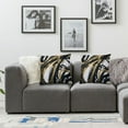 thumbnail image 3 of Acheng Black Gold Throw Pillow Covers Set of 2 Abstract Ink Line Modern Decorative Couch Cushion Covers Minimalist Square Pillow Covers Home Decor for Sofa Bed Living Room White, 3 of 6