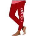 thumbnail image 3 of Feancey Sales of The Day Clearance Prime Leggings for Women High Waist Casual Valentines Day Workout Pants Novelty Heart Print Stretchy Tummy Control Tights Seamless Butt Lift Yoga Pant Red M, 3 of 7