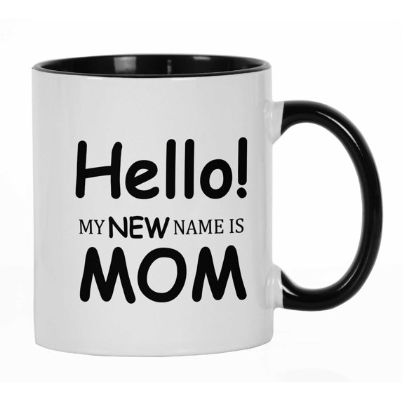Inkdotpot Hello My New Name Is Mom 11oz CeramicCoffee Mug Funny Novelty Mothers Day Gift Mug-Black