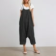 thumbnail image 3 of Ticikt Denim Jumpsuit Romper with Two Way Wear Style Loose Fit Ankle Length Overalls Casual Fashion Jumpsuit Pants,Color:Black,Size:M, 3 of 7