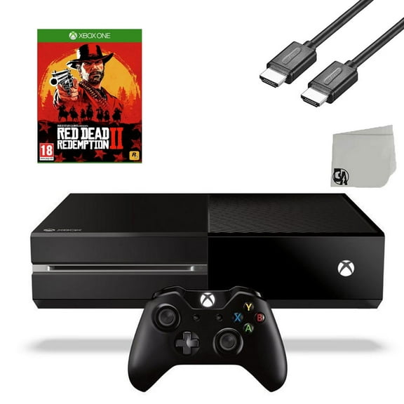 Pre-Owned Microsoft Xbox One Original 500GB Gaming Console Black HDMI Cable With Read Dead Redemption Game BOLT AXTION Bundle