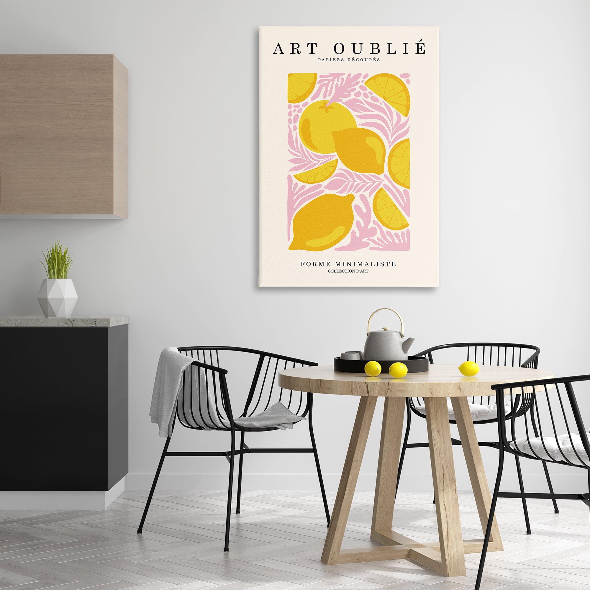 Stupell Industries Lemons on Pink Florals Food & Beverage Painting Wrapped Canvas Art Print Wall Art, 30 x 45