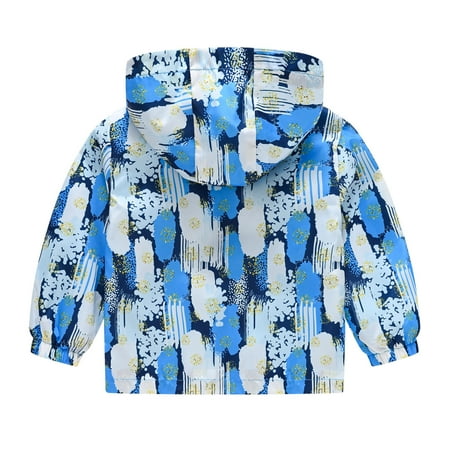

dmqupv Toddler Boys Girls Casual Jackets Printing Cartoon Hooded Outerwear Zipper Coats Long Sleeve Windproof Toddler Girl Coat Outerwear Light Blue 12-18 Months