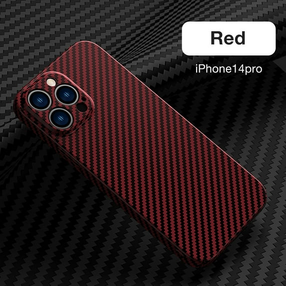 SaniMore for iPhone 14 Pro 6.1" 2022 Slim Case, Carbon Fiber Support Wireless Charging Shockproof Anti-drop Lens All-inclusive Heavy Duty Protective Anti-fingerprint Magnetic Case, Winered