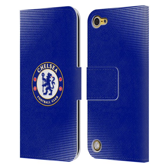 Head Case Designs Officially Licensed Chelsea Football Club Crest Halftone Leather Book Wallet Case Cover Compatible with Apple iPod Touch 5G 5th Gen