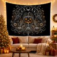 thumbnail image 3 of Floral Garden Glowing with Jack Lantern Carved Angular, Spooky Gothic for Gothic Decor Fans, Dark Art Decor, Halloween Gift, Tapestry Wall Hanging for Bedroom and Dorm, 3 of 7