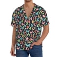 thumbnail image 3 of Fotbe Alphabet print Short Sleeve Button Down Shirts for Men Casual Summer Beach Wrinkle Free Shirt-X-Large, 3 of 7