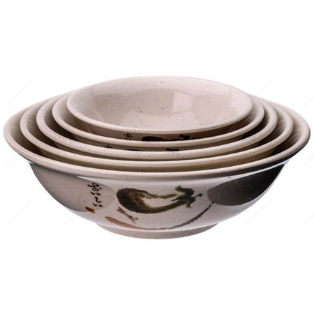 - M.V. Trading EP509 Pho Soup Melamine Bowls with Eggplant Design Series, 48-Ounces, 8¾-Inches, Set of 4